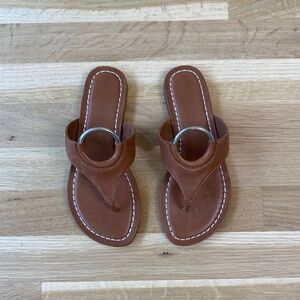 Tan/Brown Bernardo Leather Sandals Flats